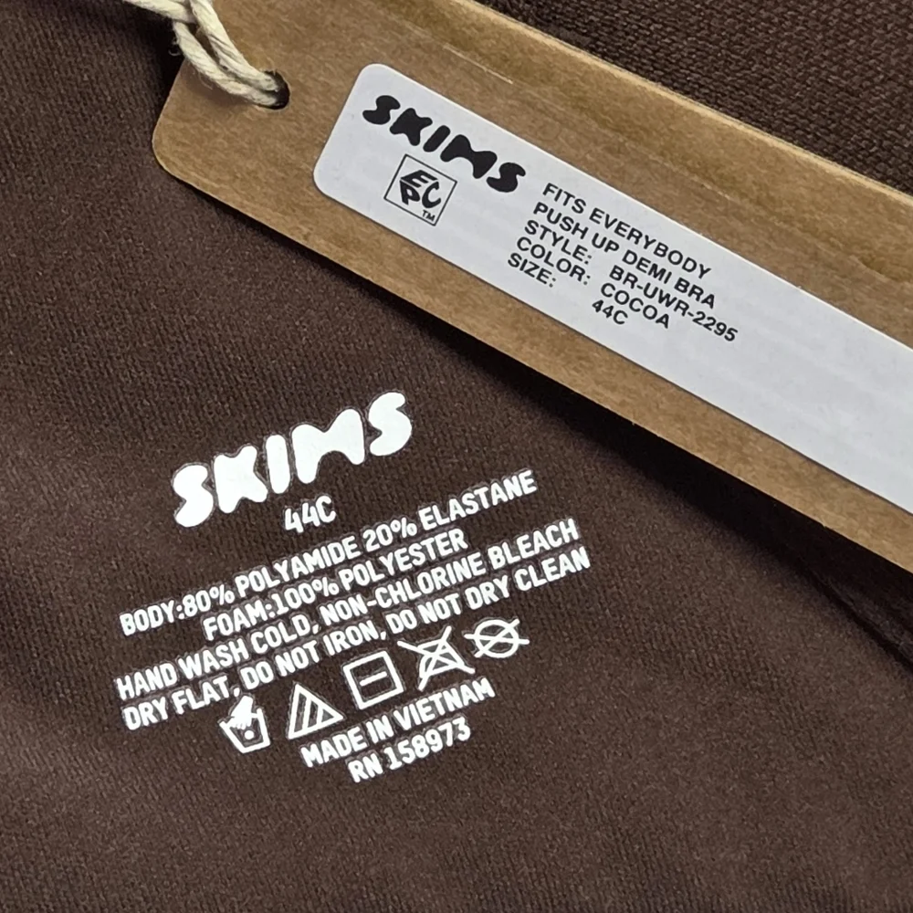 SKIMS Fits EVERYBODY Push up Demi Bra Cocoa Brown Bra 44C NWT - Picture 3 of 3